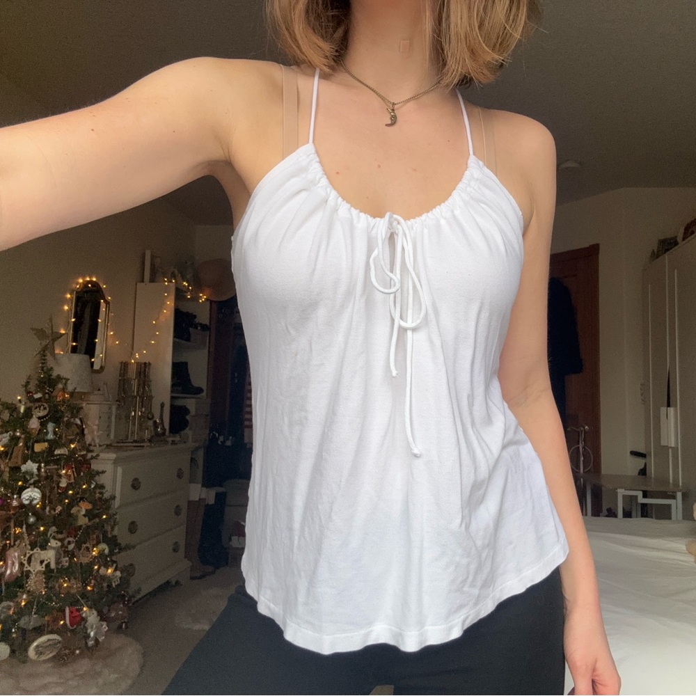 united colors of benetton white halterneck adjustable flowy tank top - Picture 4 of 16